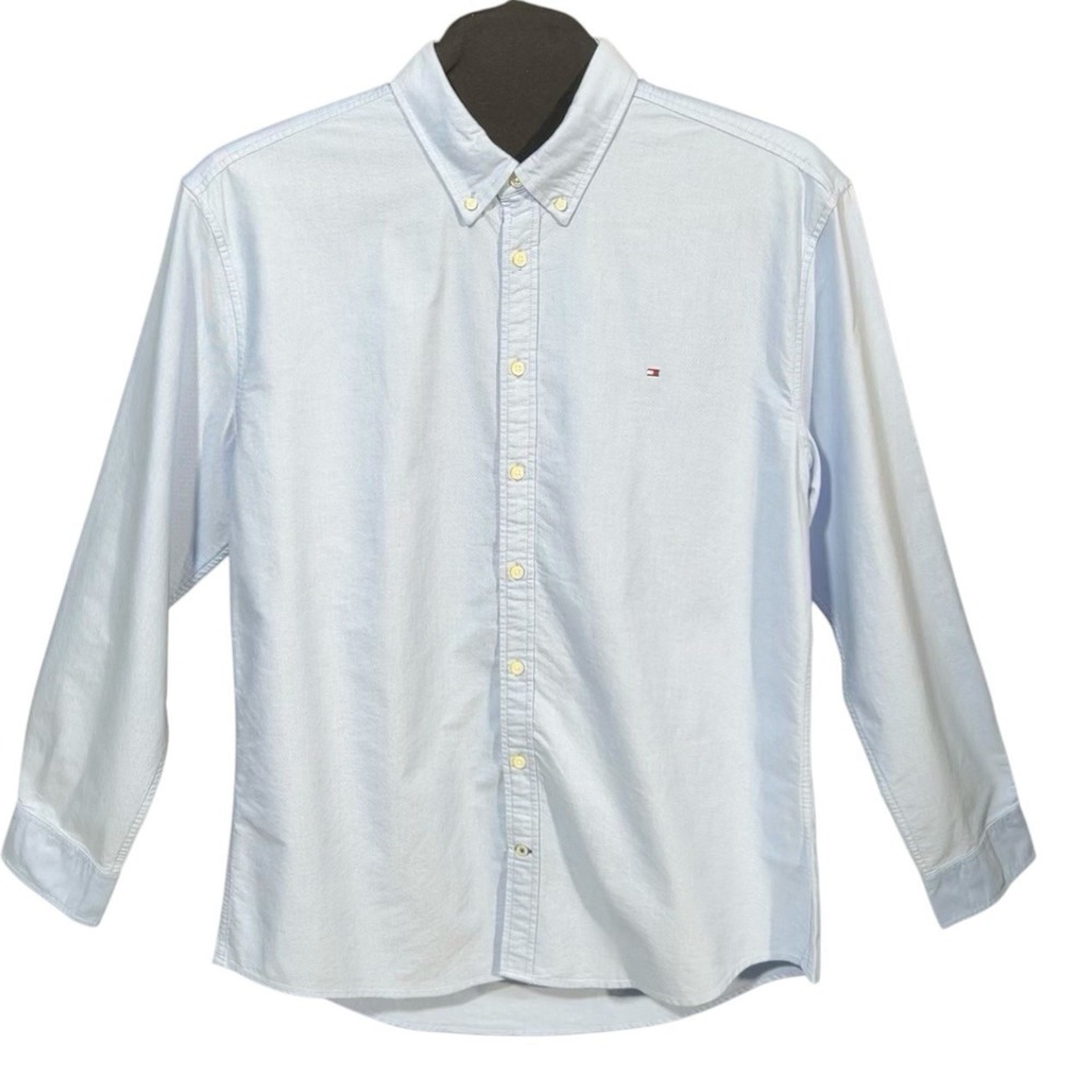 Tommy Hilfiger Men's Long Sleeve Shirt Size XXL Blue Custom Fit Collared Button